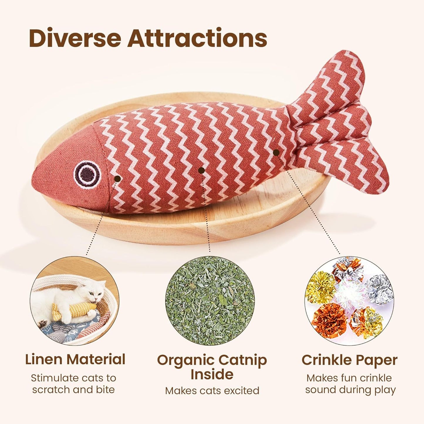 3 Pcs Catnip Toys Fish