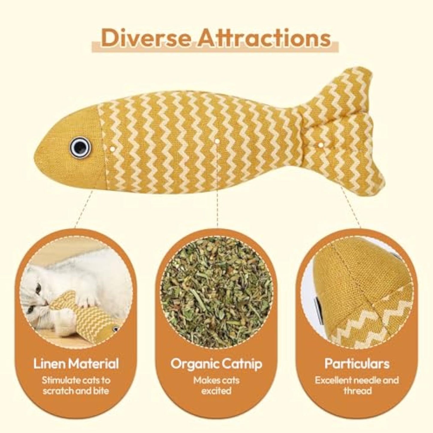 3 Pcs Catnip Toys Fish