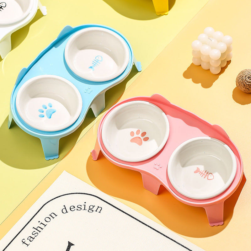 Cat Food And Water Bowl Set