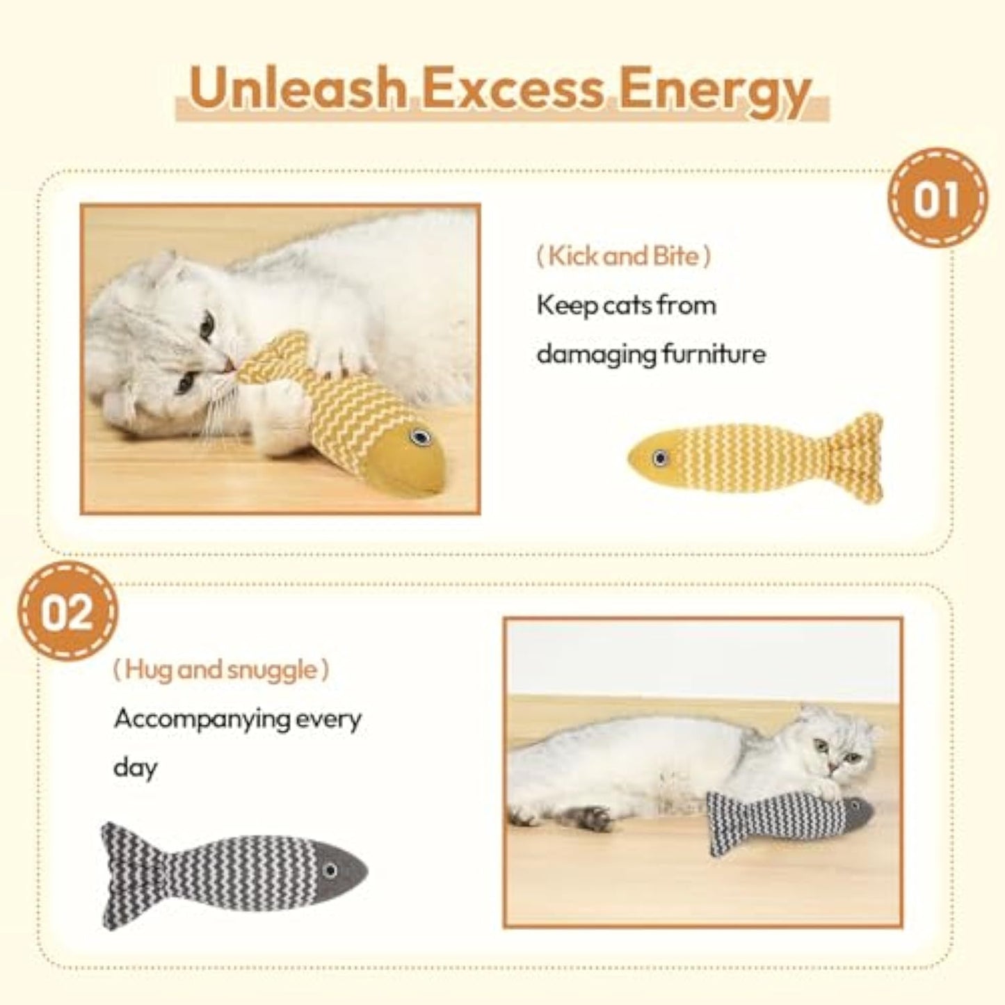 3 Pcs Catnip Toys Fish